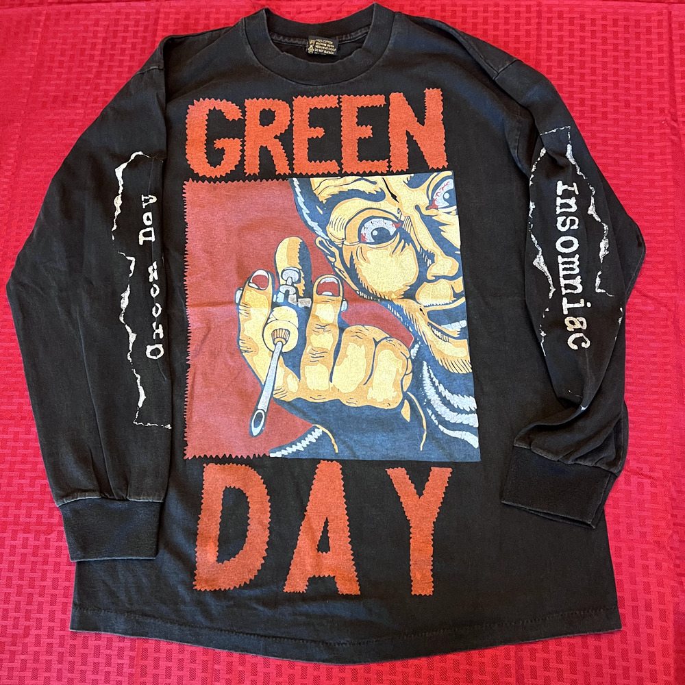 Green Day band concert long sleeve Insomniac modern aop vintage 90s style shirt